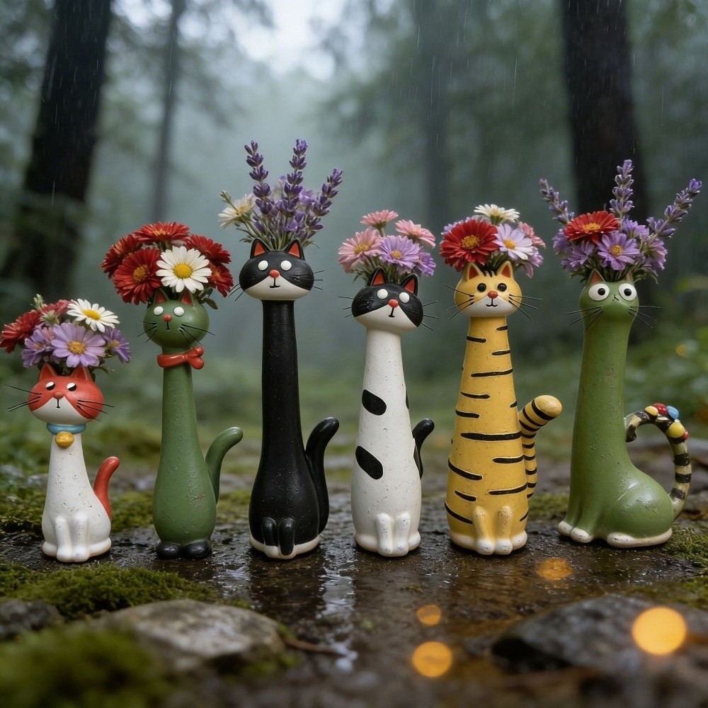 Handcrafted Whimsical Cat Flow - огляд і ціна Florist Supply Vases