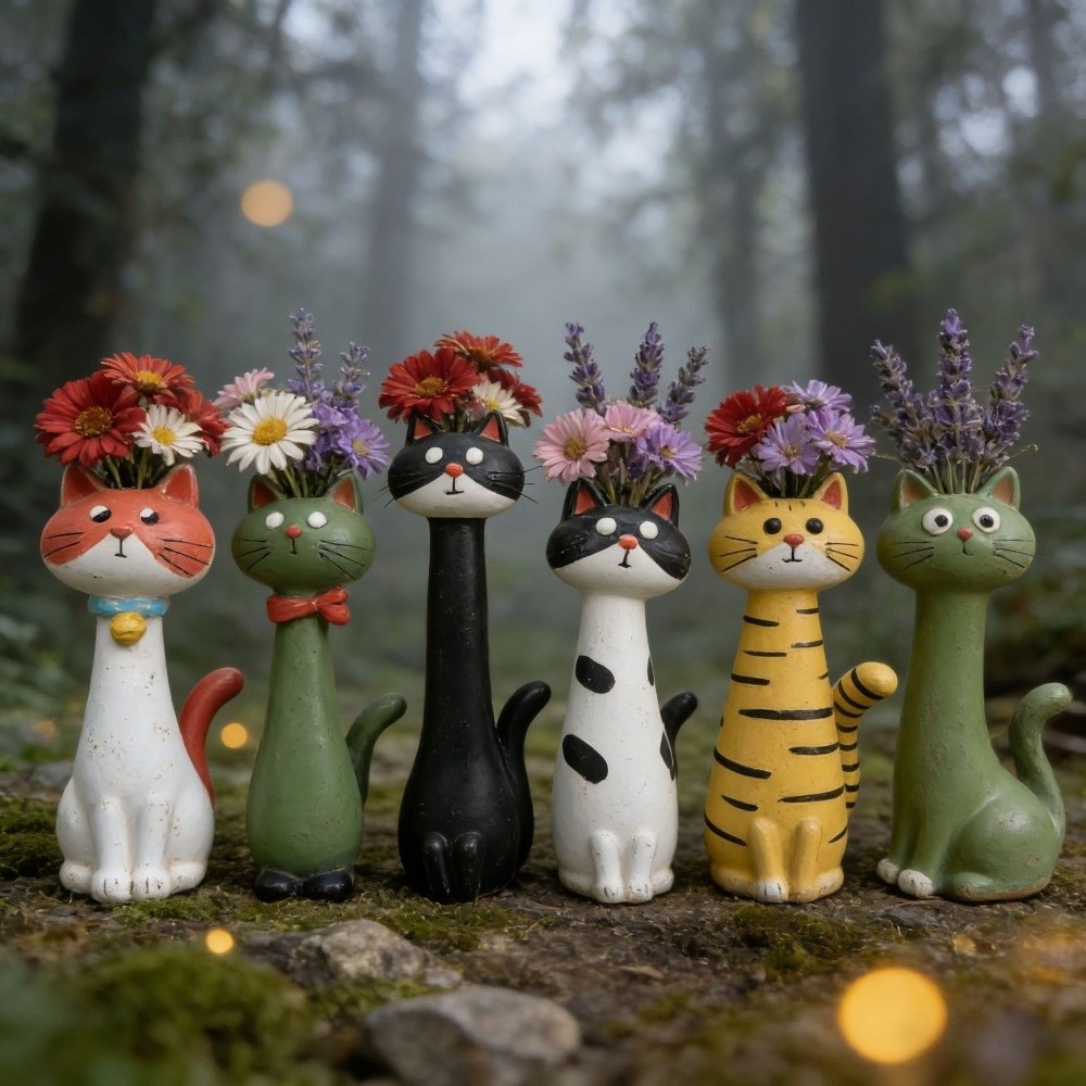 Handcrafted Whimsical Cat Flow - огляд і ціна Florist Supply Vases