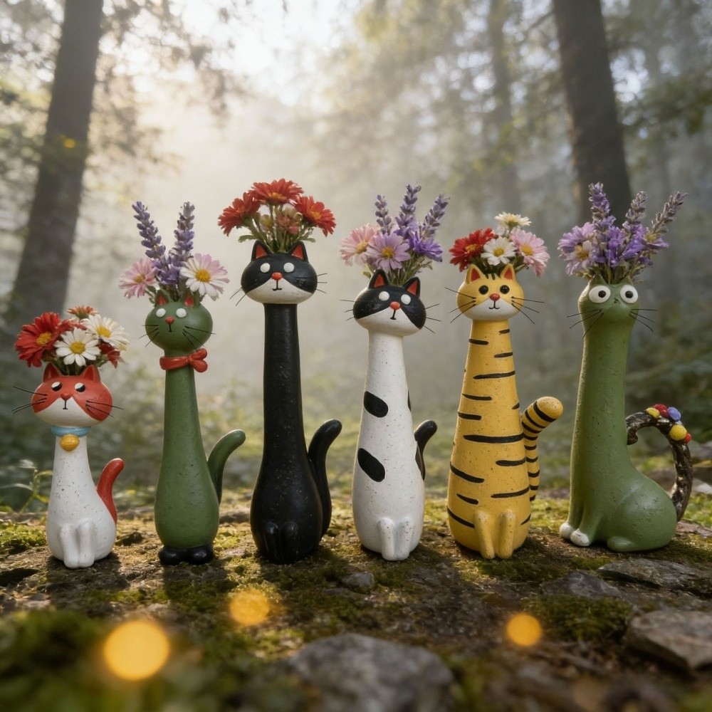Handcrafted Whimsical Cat Flow - огляд і ціна Florist Supply Vases